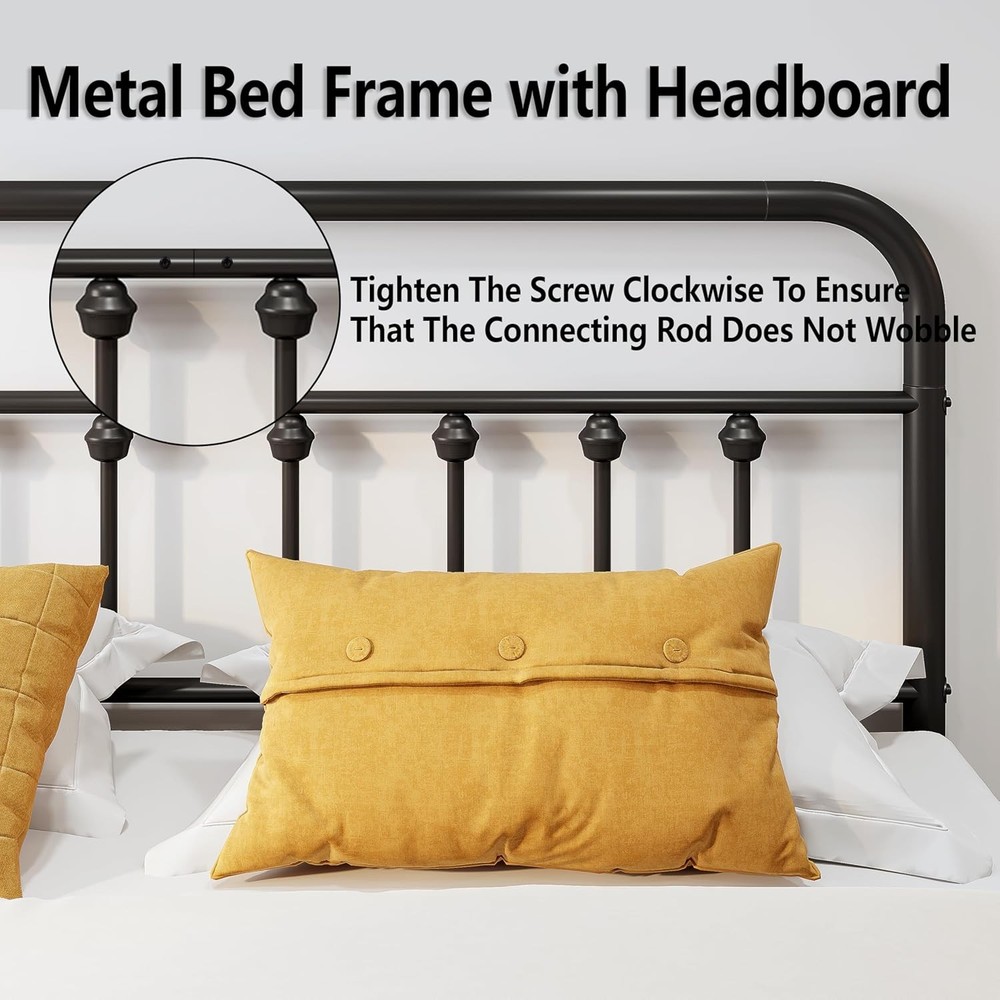 Metal Bed Frame,Full Size Bed Frame W/ Headboard,Structurally Stable Heavy Duty