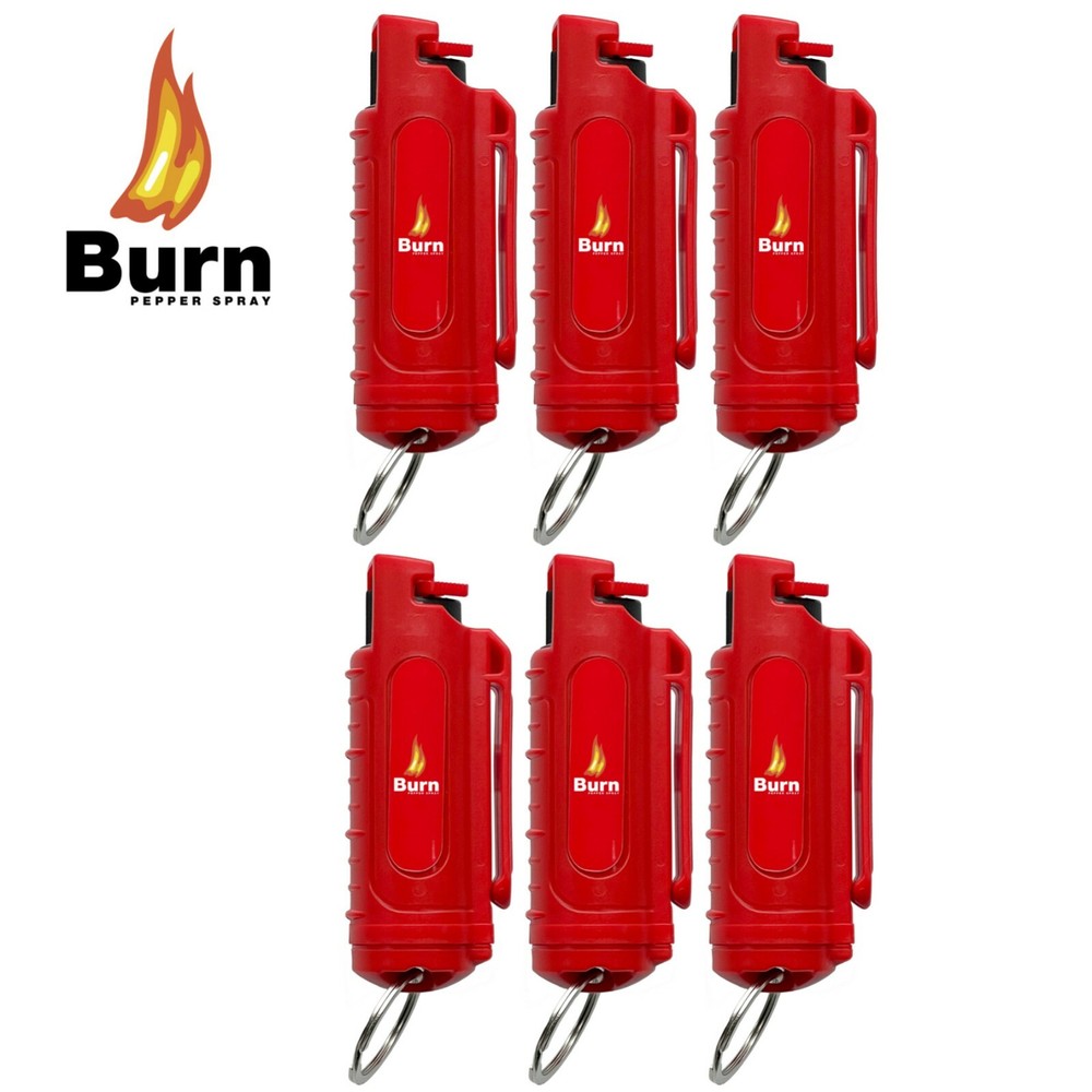 6 BURN Pepper Spray Keychain 0.5oz Self Defense RedSecurity Hard Shell Molded