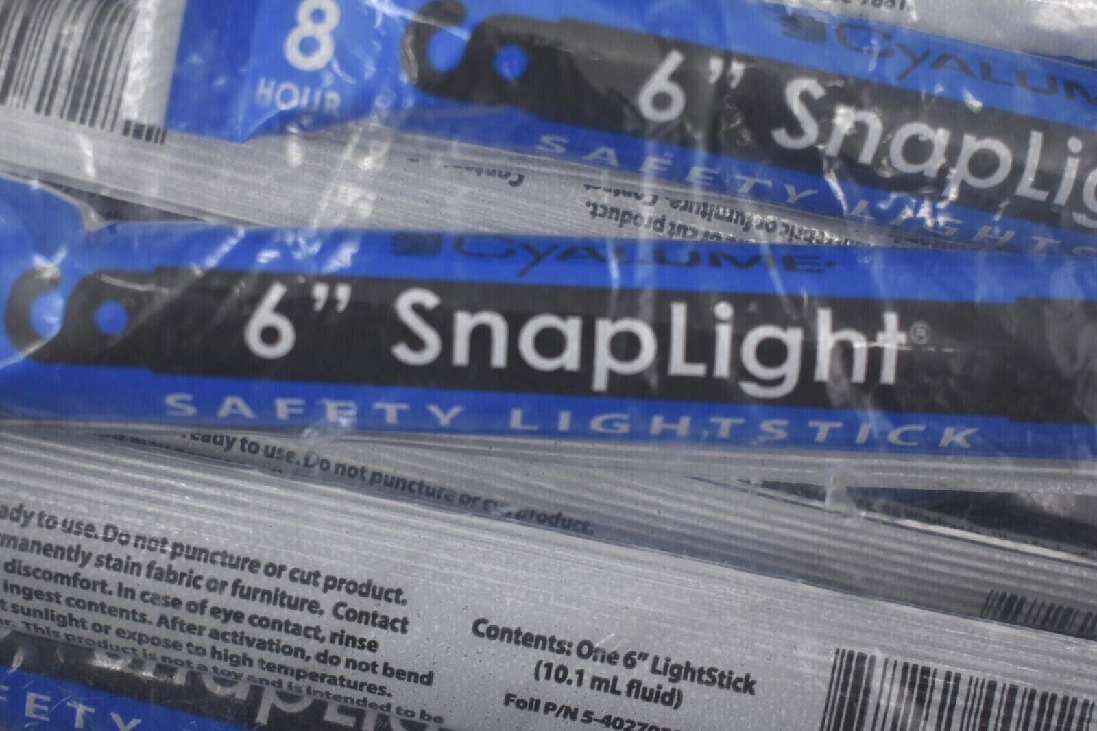 Lot Of 20 6" Snaplight Blue 8-Hour Glow Sticks Safety LightSticks 9-00723