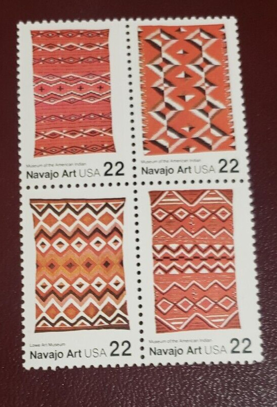 US MNH Postage Stamps-Scott #2235 - #2238 Navajo Blankets 22c (1986)