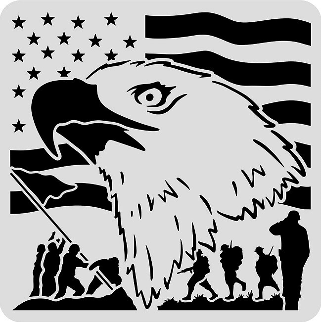 8"x8" Clear Plastic Stencil - Independence Eagle (RE307)