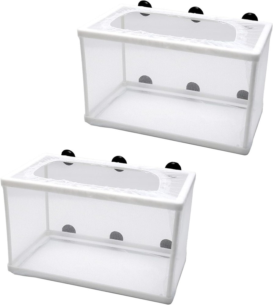 2 Pack Fish Tank Breeder Net,Fish Isolation Breeding Hatching Box, Plastic Fr...