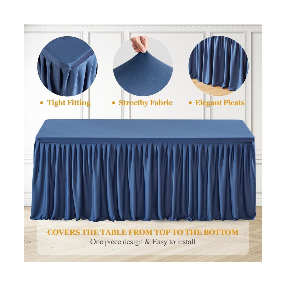6 Pack Navy Blue Table Clothes for 8 Foot Rectangle Tables, Premium Polyester...