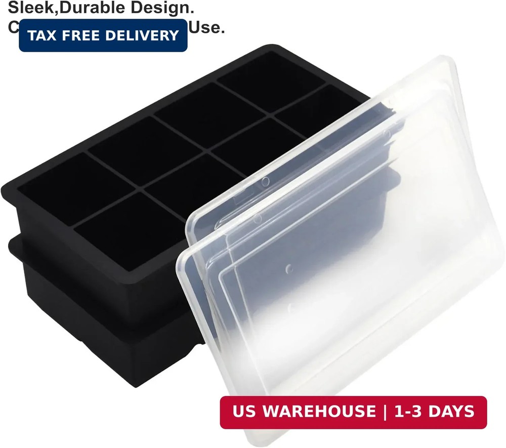 Bangp Large Ice Cube Tray for Whiskey,2 Pack Stackable Big Ice Cube Molds Make 1