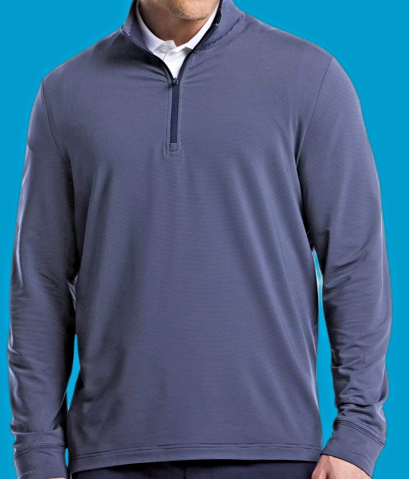 Ben Hogan Feeder Stripe Golf Mock Neck Quarter Zip Navy New