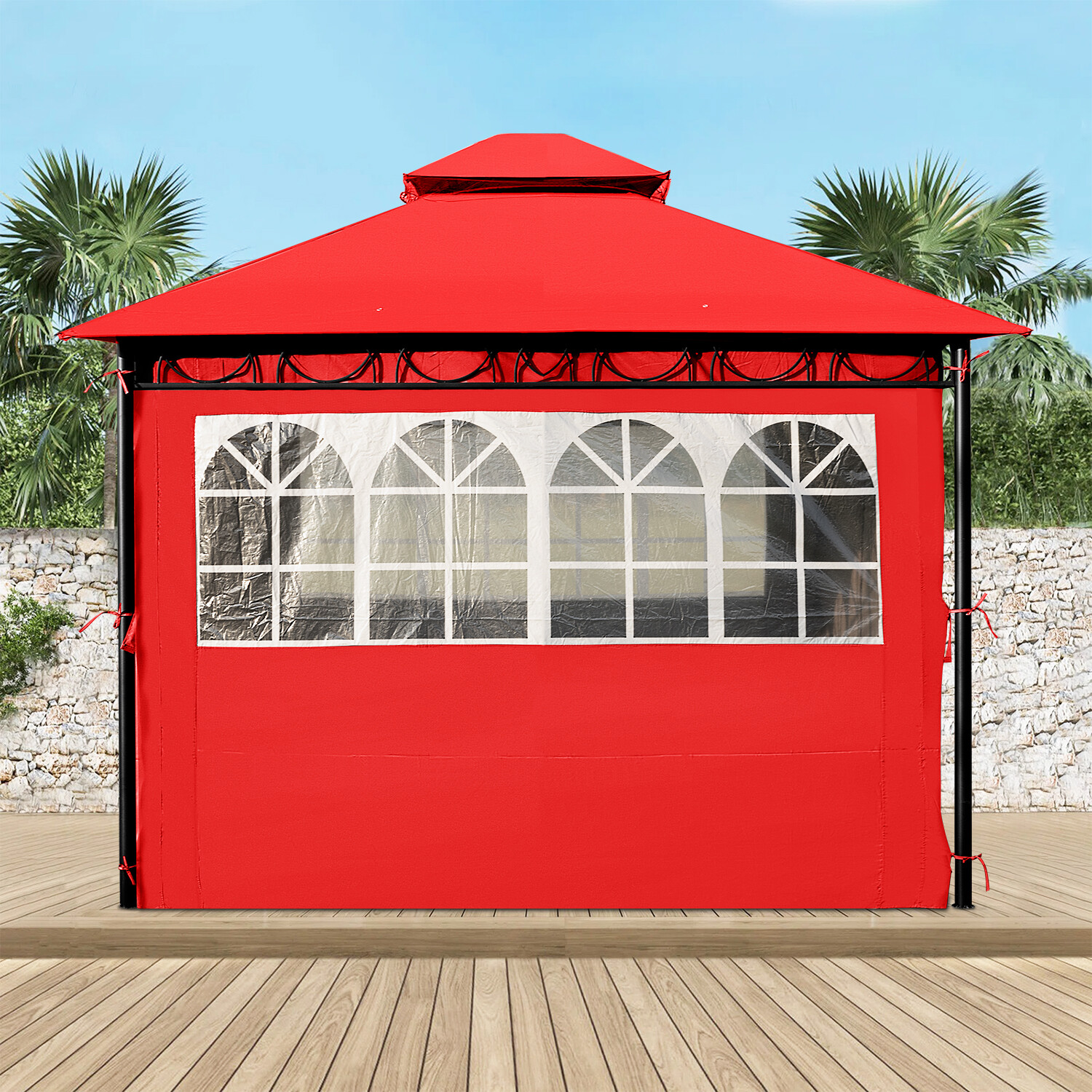 10'x10' Outdoor Pop-Up Canopy Tent, Waterproof Heavy Duty Gazebo w/ 2 Sidewalls