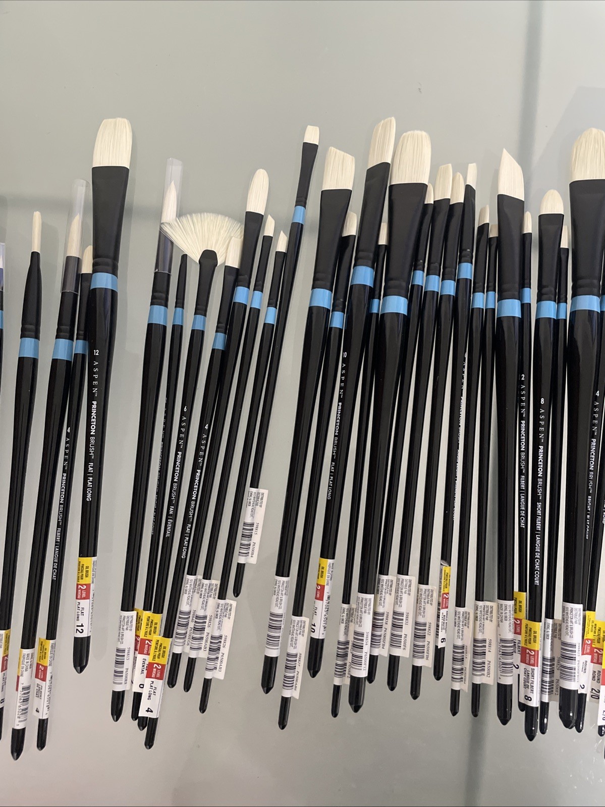 LOT OF 49 - Princeton Aspen Long Handle Oil Acrylic Synthetic Paint Brushes