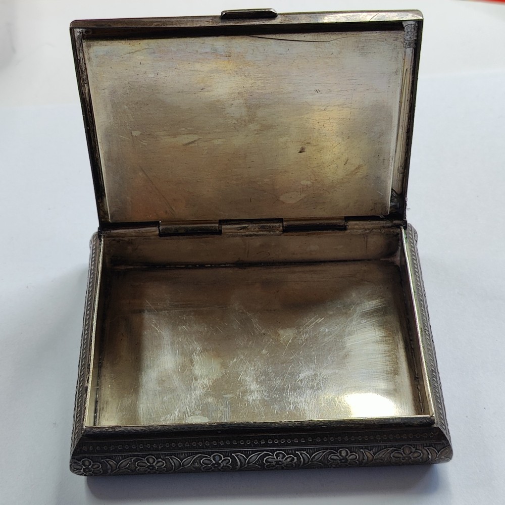 Antique Silver Persian Painted Box