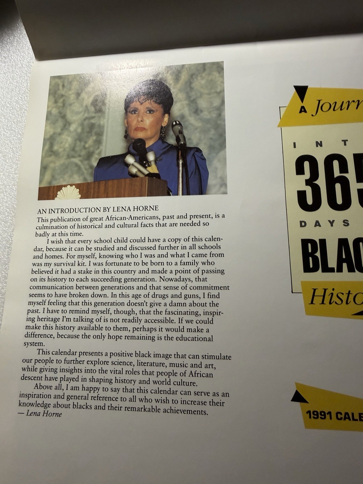 Vintage 1991 Calendar “A Journey Into 365 Days Of Black History”
