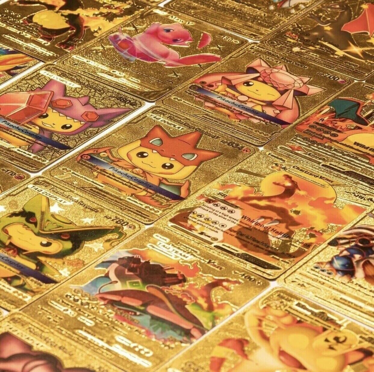 Pokemon Gold Pack Foil Cards 55Pcs TCG GX Vmax Rare Charizard
