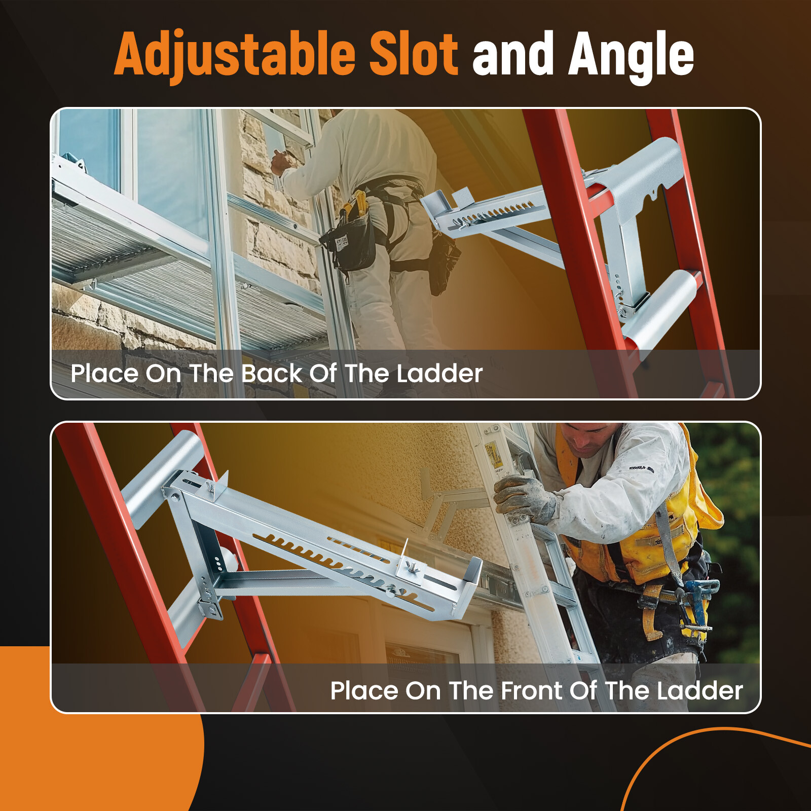 2 Pack Ladder Jack Scaffold Extension 2-Rung up to 20 inch Stable Adjustable