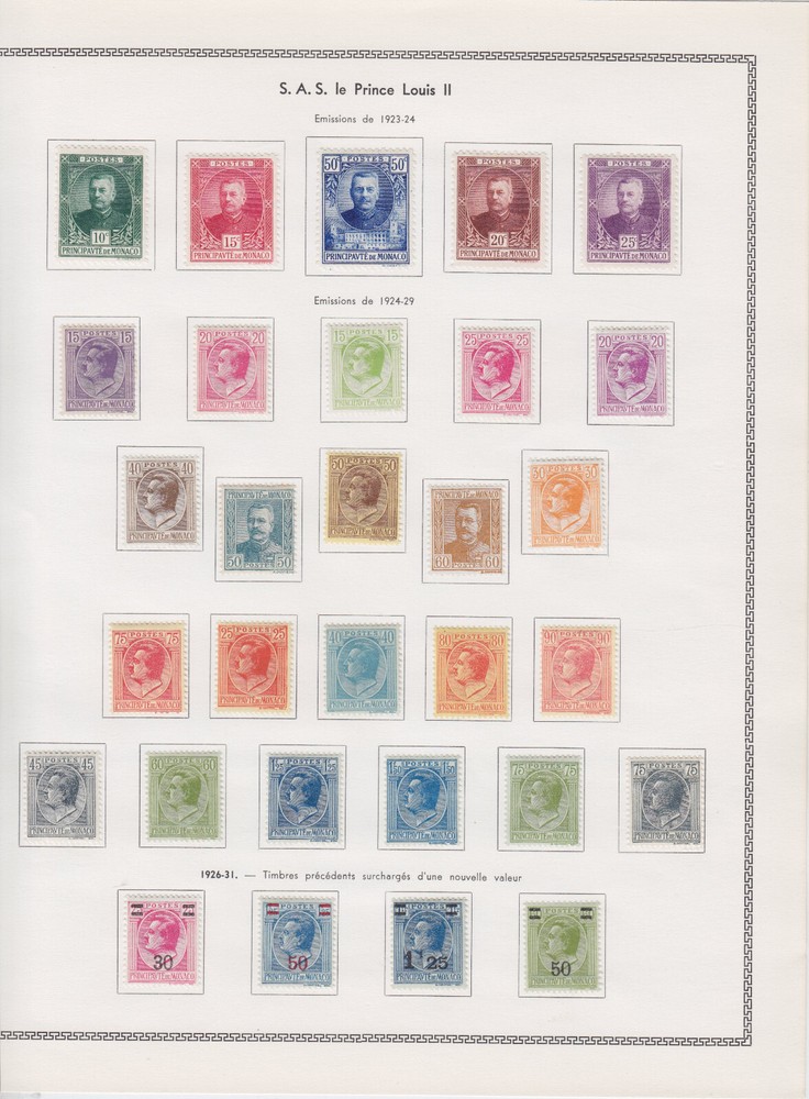 MONACO 1923/1937, 75 REGULAR STAMPS, MOSTLY MLH