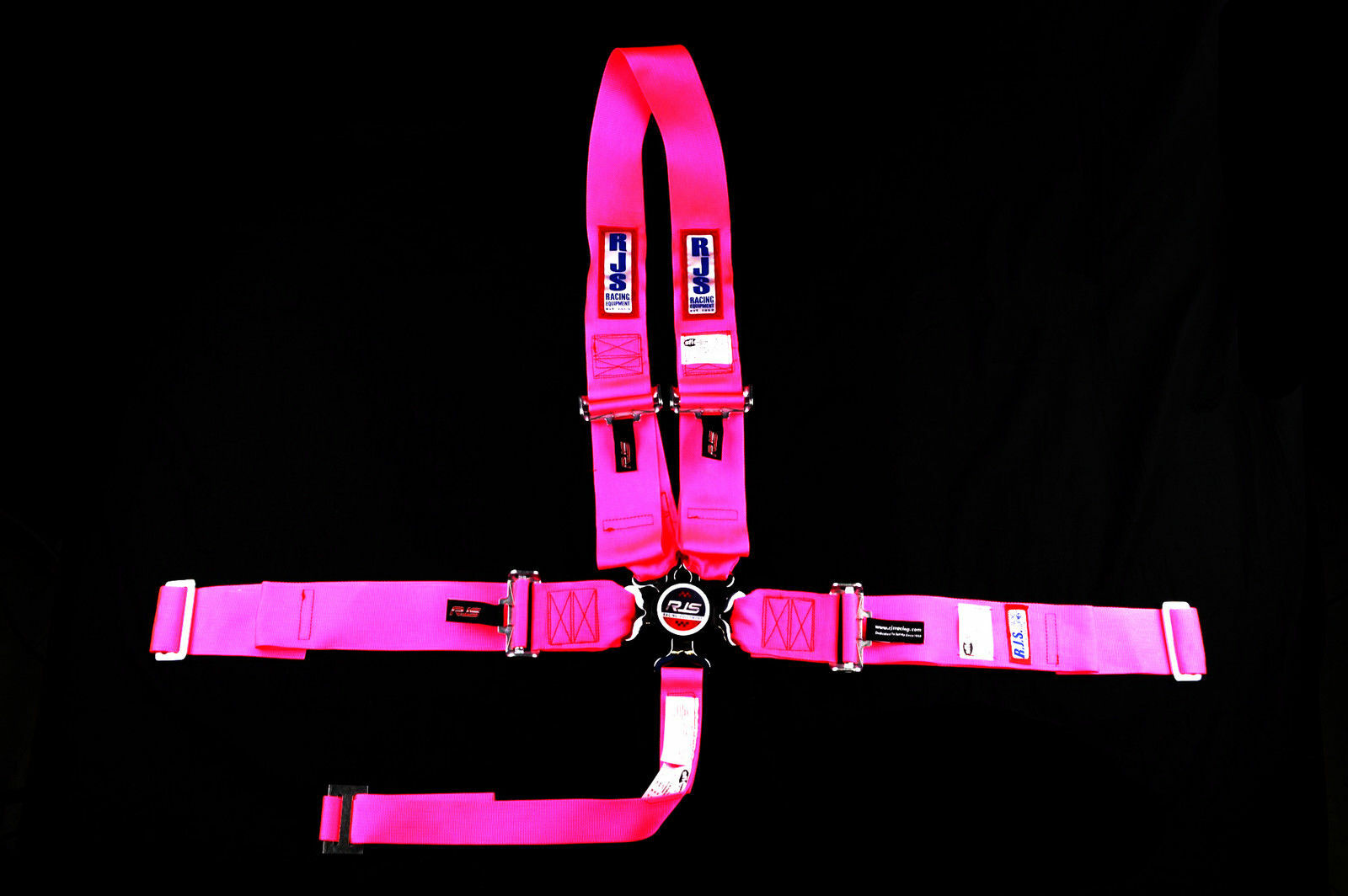 RJS RACING SFI 16.1 5PT CAM LOCK U WRAP ROLL BAR MOUNT BELT HOT PINK 1029510