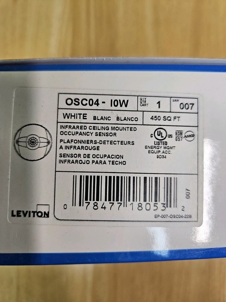 Leviton OSC04-10W, Infared Ceiling Mount Occupancy Sensor - NEW