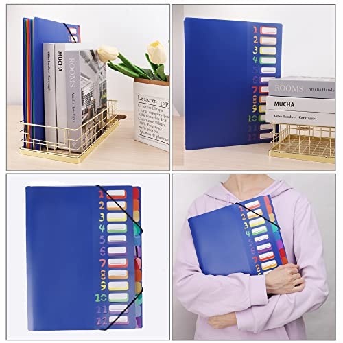 Rainbow Tab Expanding File Folder - 24 Pockets, Durable A4 Blue - 24 Pockets