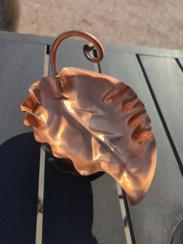 Unique Stylish Vintage Gregorian Copper Leaf Dish Candy Dish