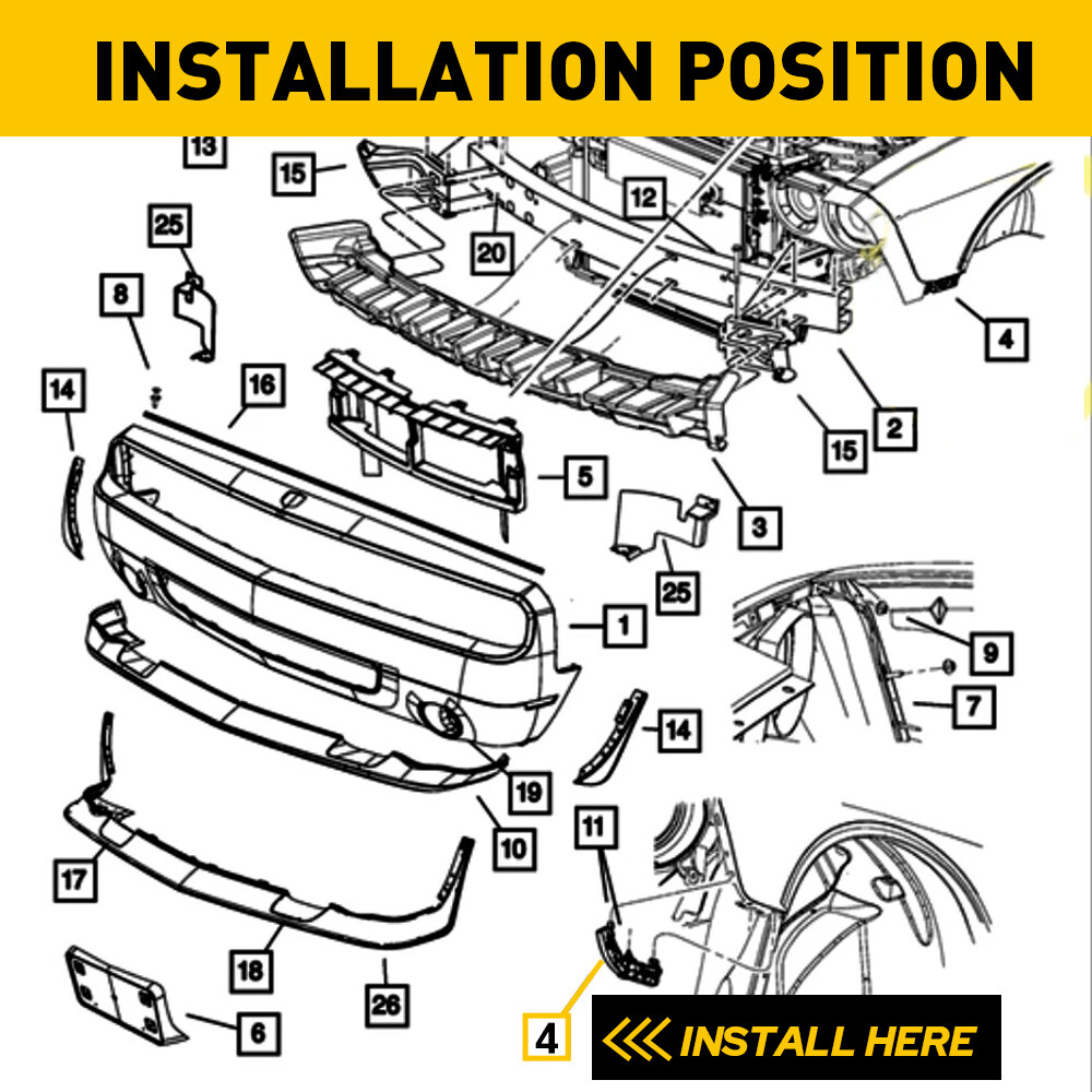 Bumper Bracket For Set 2009-2020 Journey Front Driver and Passenger Side