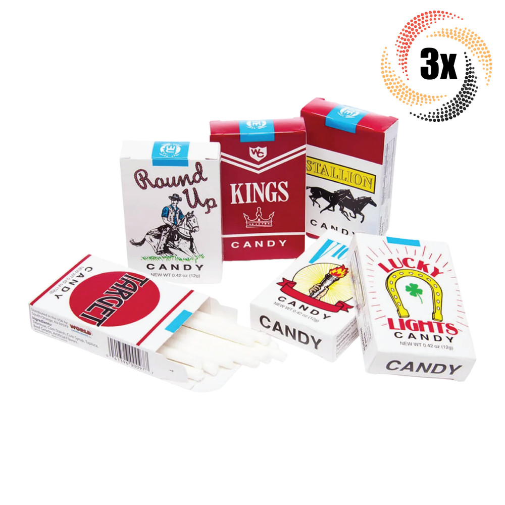 3x Packs World's King Size Assorted Design Candy Cigarettes | Fast Shipping