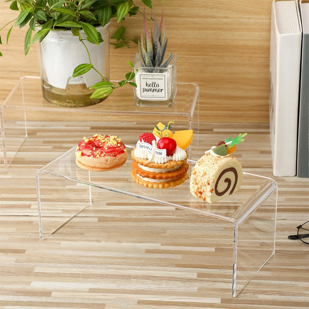 4 Pcs 12 Inch Acrylic Display Risers Rectangular Clear Cupcake Stand Holder L...
