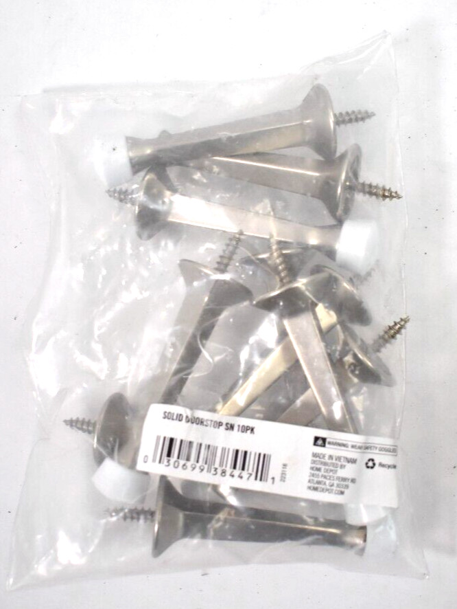 Everbilt Solid Door Stops 10 Pack Rubber Bumper Tip Easy Install Satin Nickel