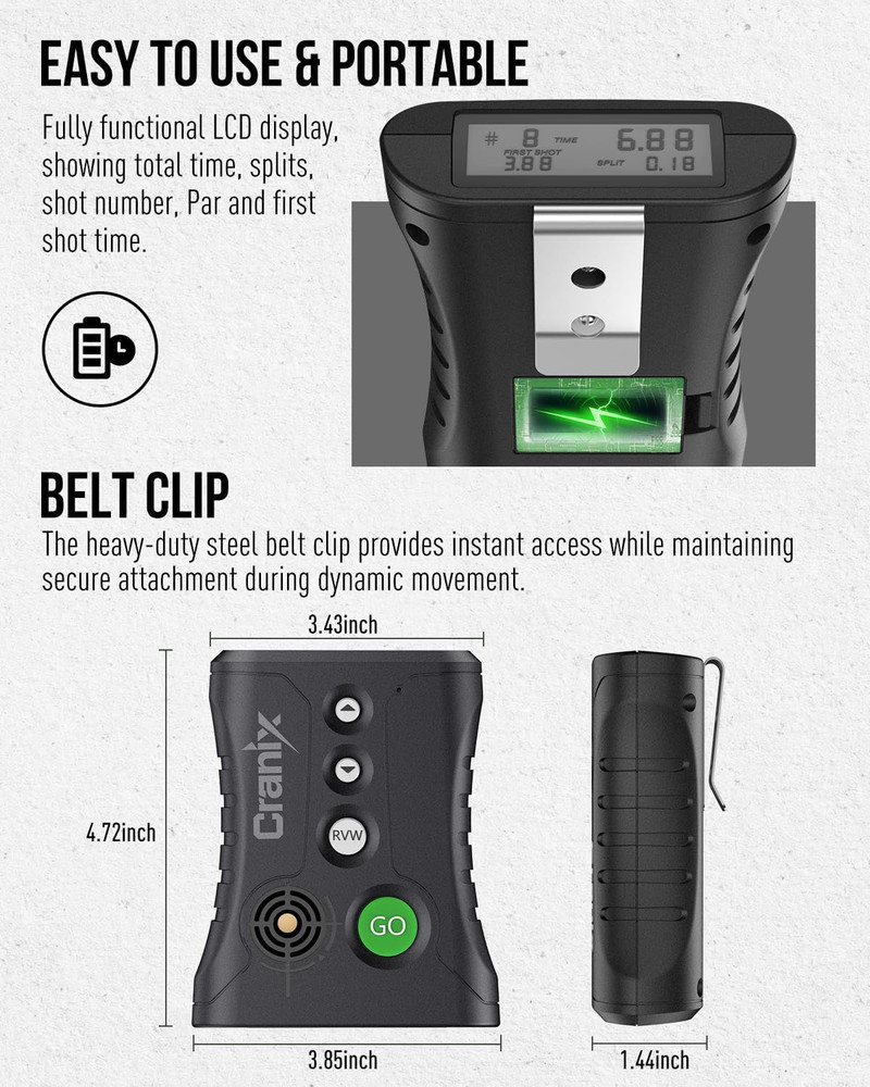 Professional Shot Timer for Shooting Competition, 0.01S Precision Tactical Train