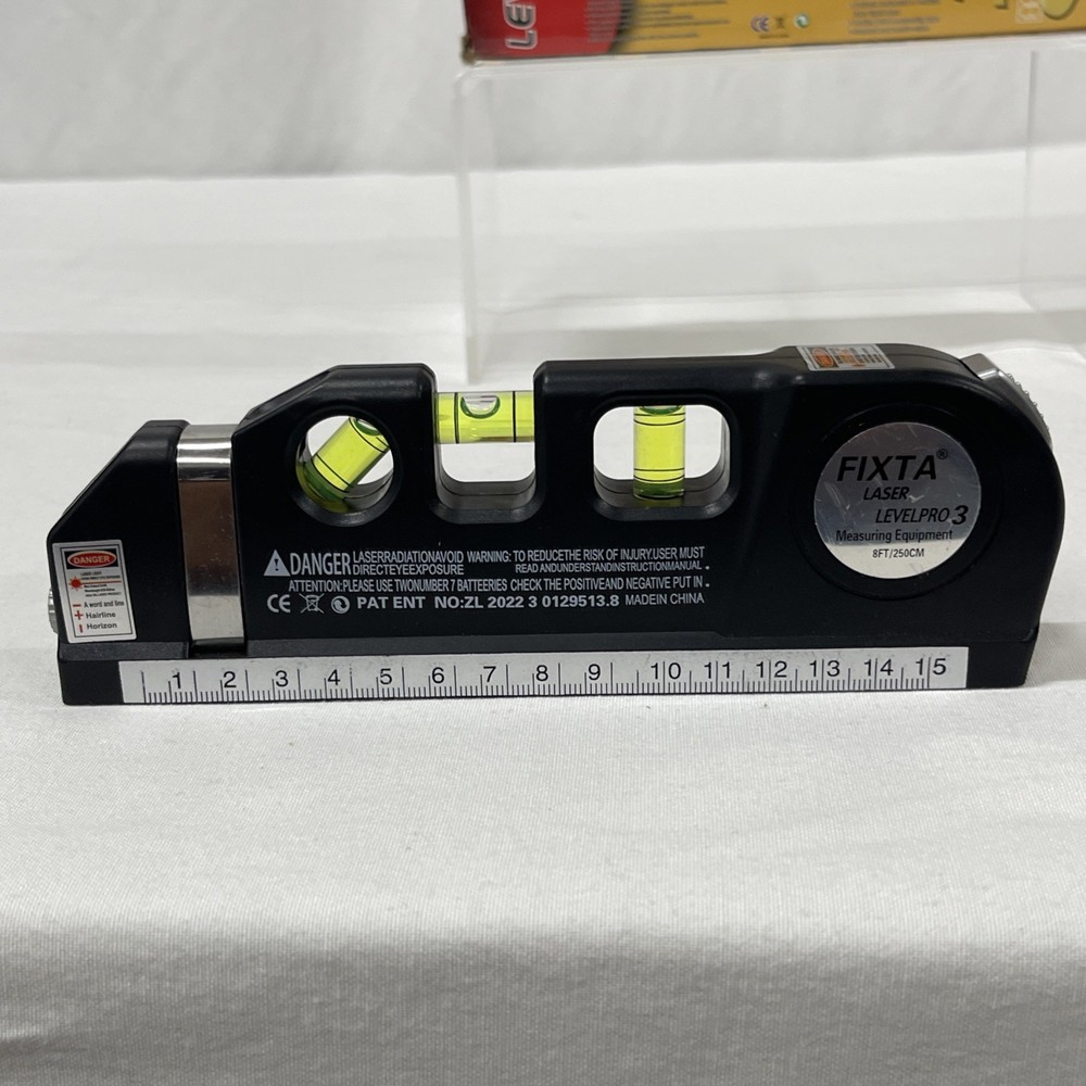 Fixta Laser Level Pro 3 Tool Horizontal Vertical 8 FT 250cm Measuring Tape Ruler