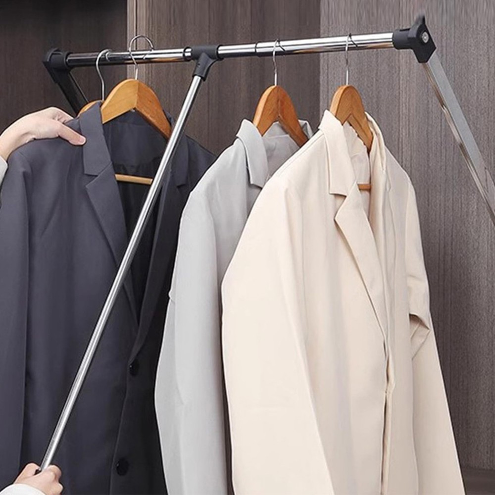 STORKING Pull Down Closet Rod 26"-35", Adjustable Side 35 inch, chrome