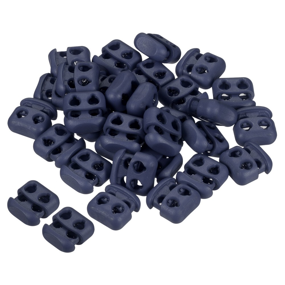 Cord Locks, 30 Pack Oval Spring Toggle Stopper, Navy Blue
