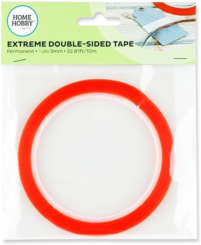 1 Count Red Double-Sided Tape 1/8" - Perfect Adhesive for DIY Projects