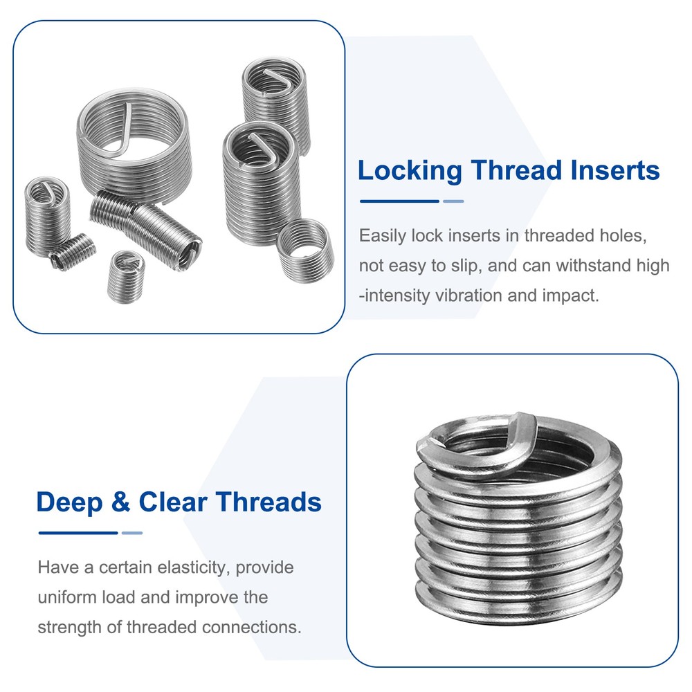 50pcs Wire Thread Inserts 5/16-18 UNC 1.5D Helical Threaded Sleeve Thread Repair