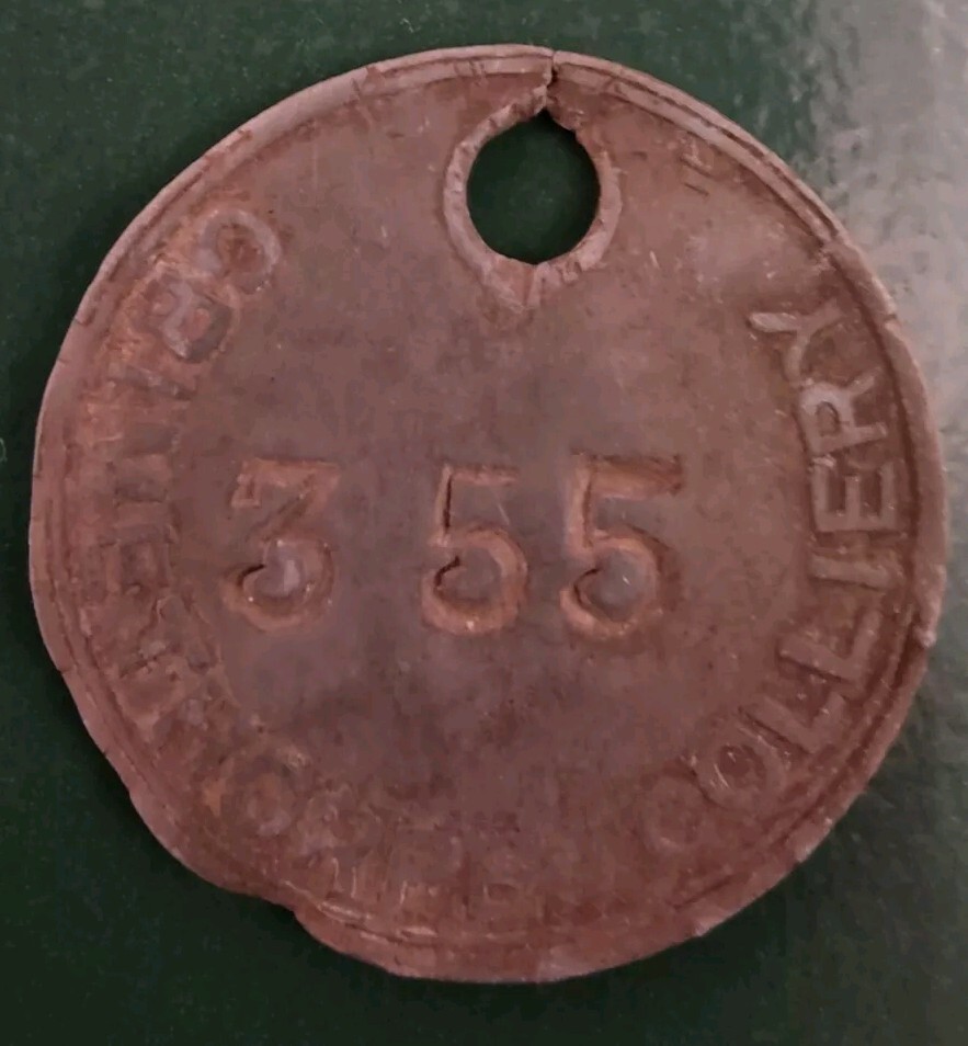 GRIMETHORPE Colliery Pit Check Tally - marked GRIMETHORPE COLLIERY 355