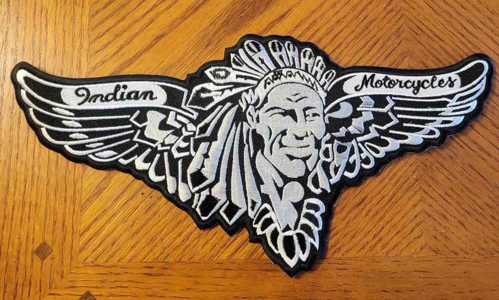Indian Motorcycles b/w wing back patch. Sew on type. NICE NEW