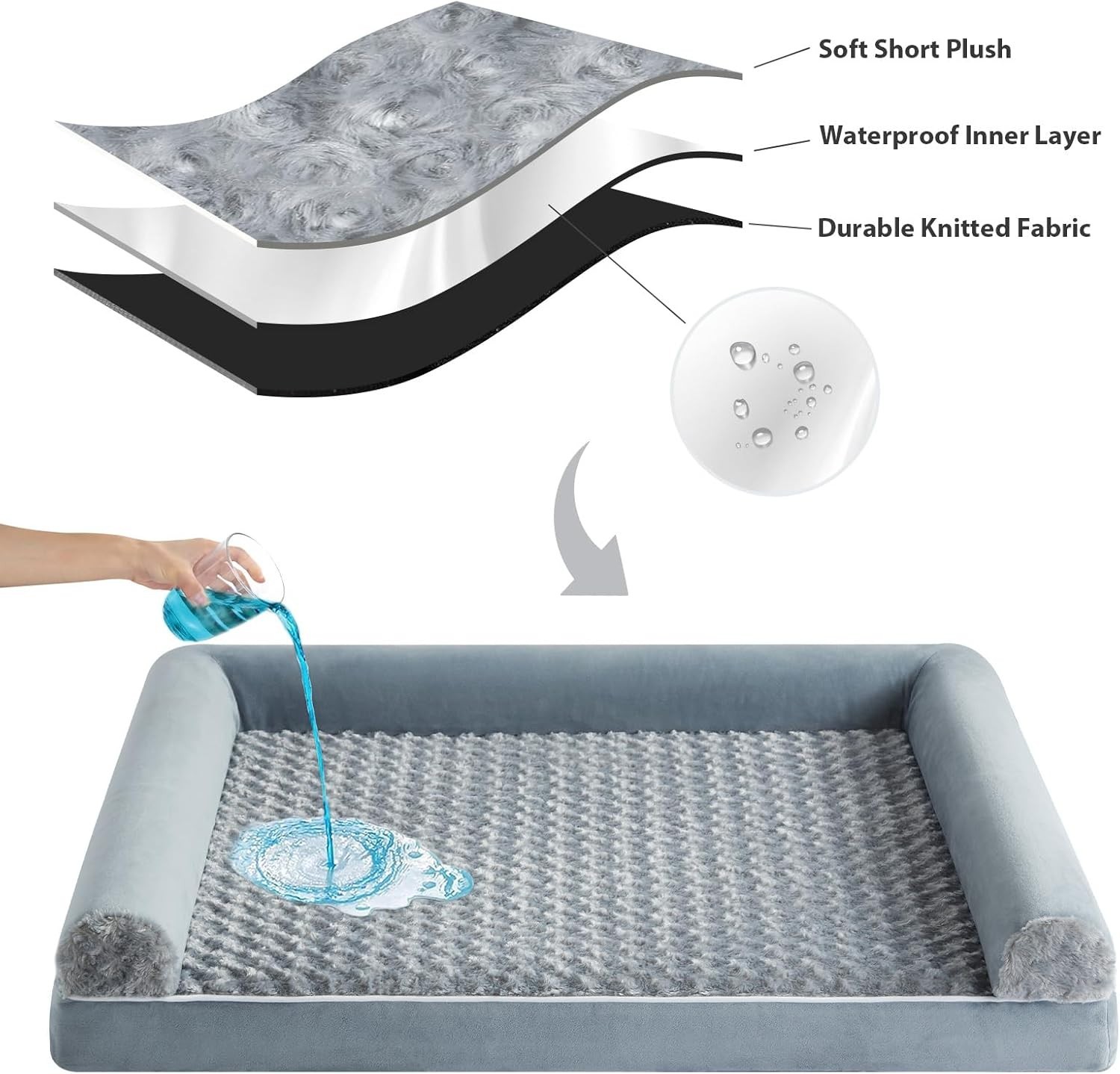 Durable Waterproof Dog Bed for Medium to Large Dogs