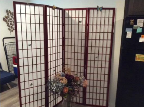 Folding Screen Privacy Room Divider 4 Panel Oriental Cherry White Shoji Elegant