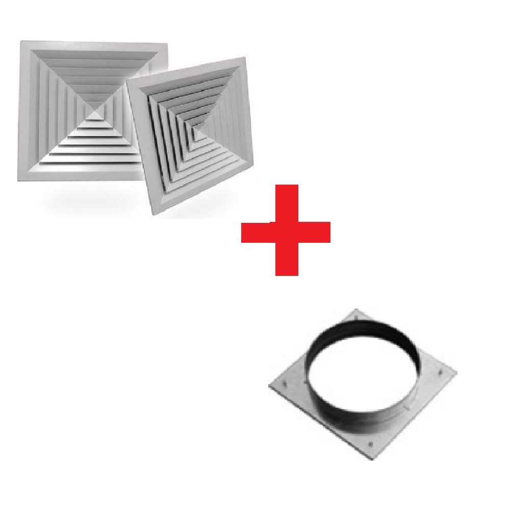 DUCT SQUARE 4 WAY LAY-IN DIFFUSER WITH ADAPTER   Mode:LD4 595x595