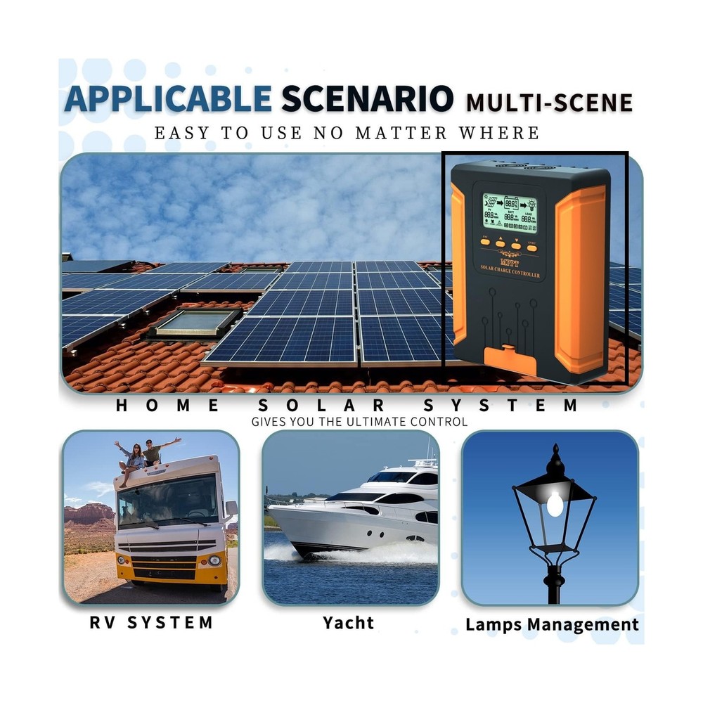 120A 12V/24V/36V/48V DC Input MPPT Solar Charge Controller with LCD Display S...