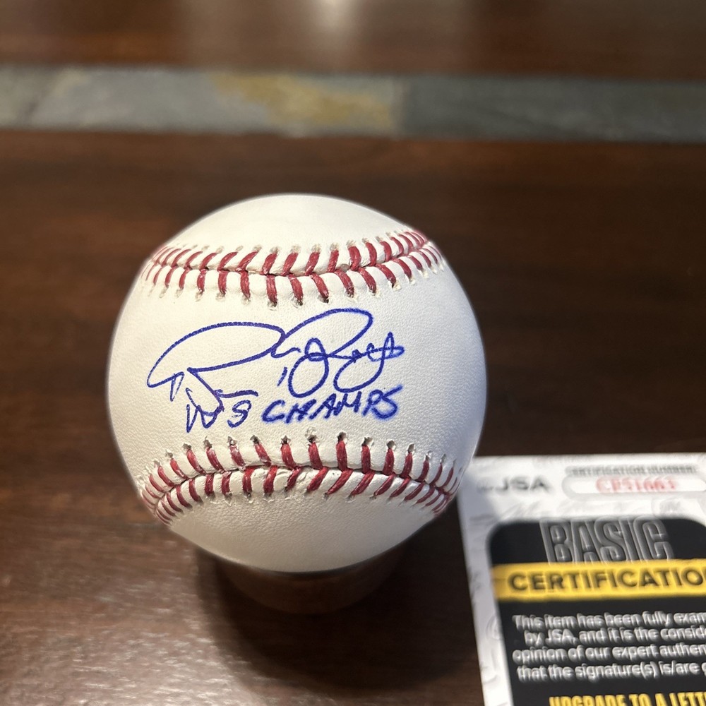 Bruce Bochey Signed Baseball With WS Champ Inscription JSA