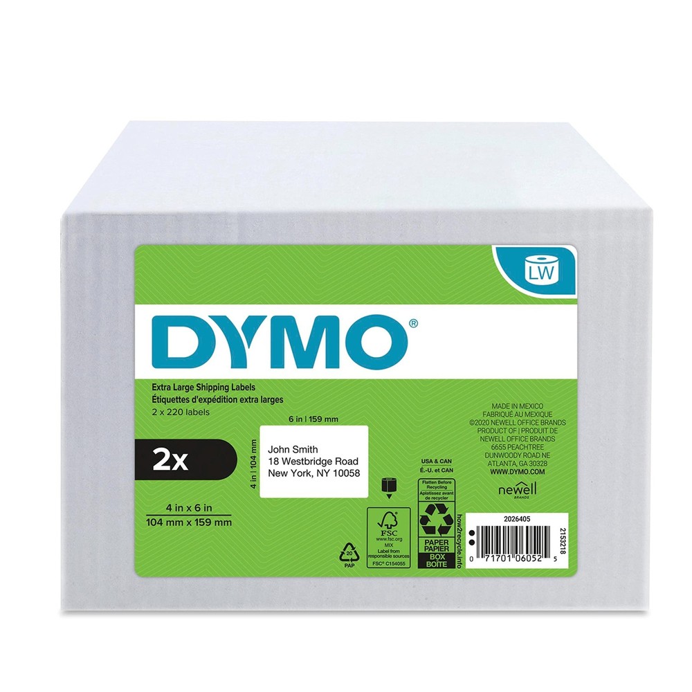 DYMO Authentic LW Extra-Large Shipping Labels for LabelWriter Label Printers,...