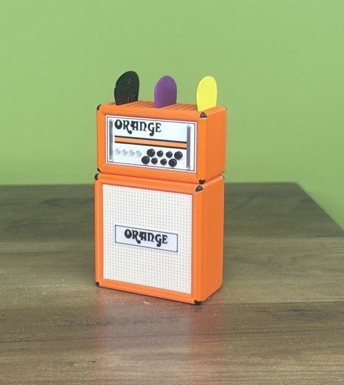 Mini Orange Half-stack Pick Holder | Holds 12 Picks | Hidden Storage