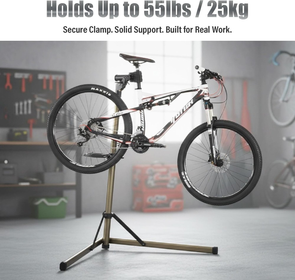 Adjustable Bicycle Workstand - Foldable Tool Plate Included