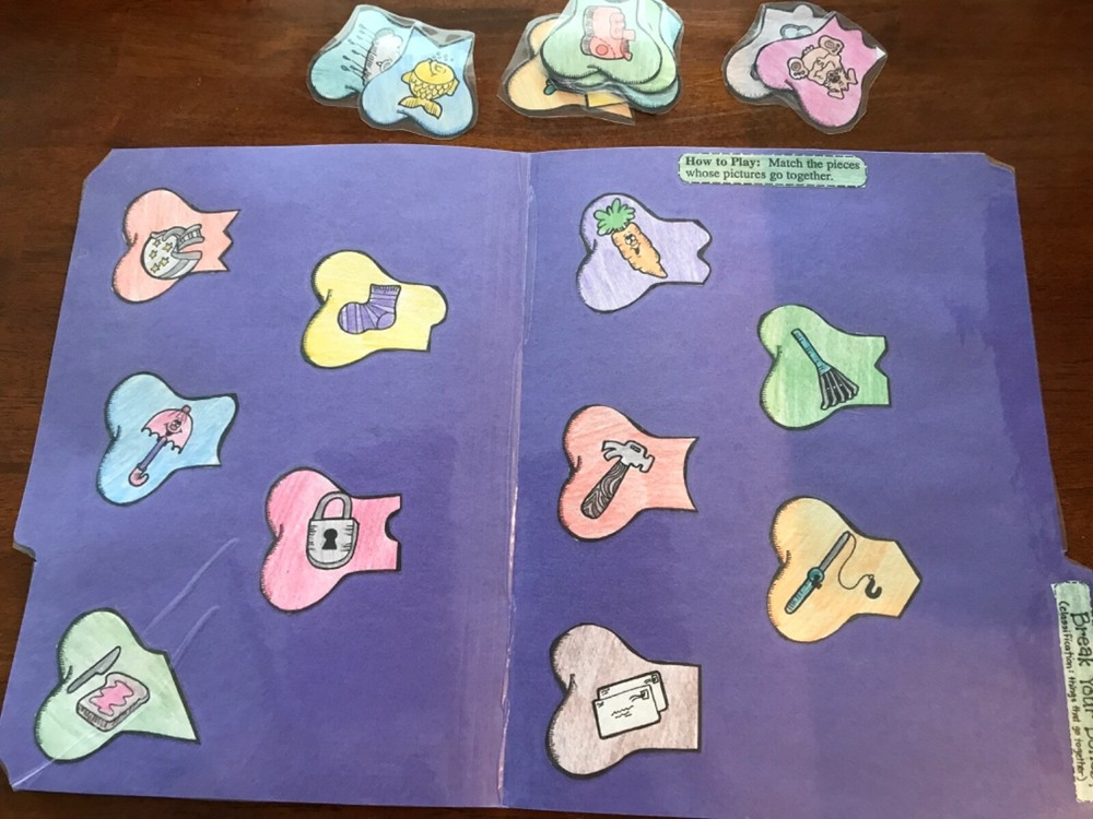 Break your Bones! Things go together Grade K language arts file folder game
