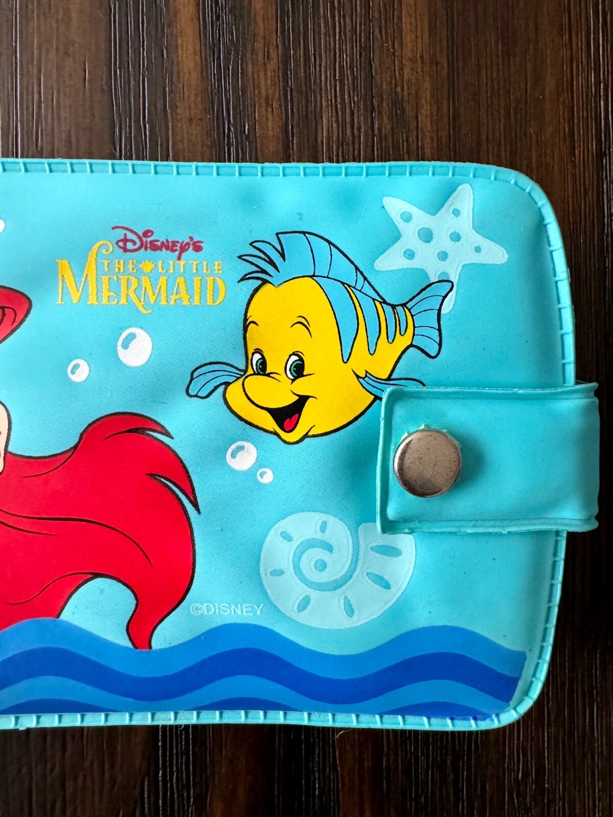 Vintage Disney The Little Mermaid Ariel And Floun Wallet Vinyl Change Purse