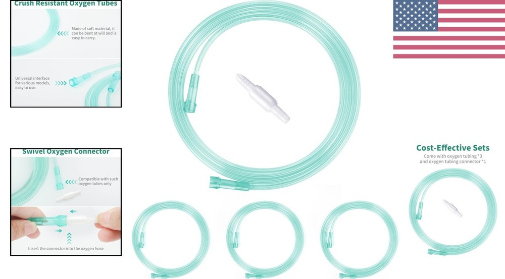 High-Quality 7Ft Oxygen Tubing - Non-Kinking & Individually Packaged - 3 Pack