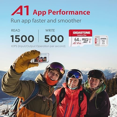 64GB Micro SD Card 5-Pack, Camera Plus, MicroSDXC Memory Card for Red/White