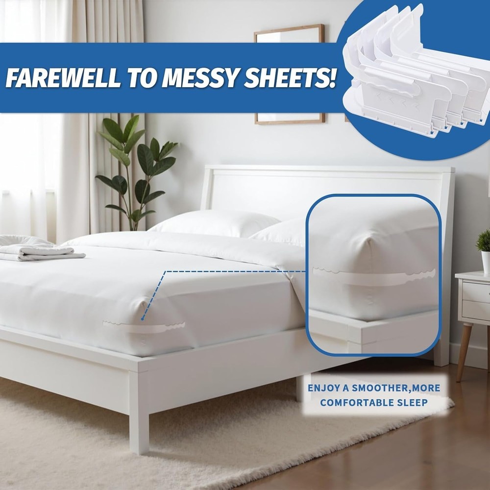 Bed Sheet Holders for Corners, Sheet Holders Keep Sheets Firm & Tight - Lock Fit