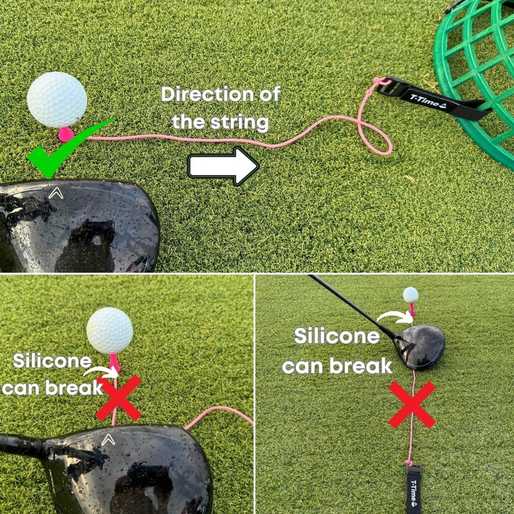 T-Time® Golf Tee Anchor Leash for Driving Range & Simulator Practice, New 2