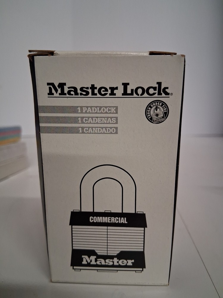 Master Lock 1Lf Padlock, Keyed Different, Long Shackle, Rectangular Steel Body,