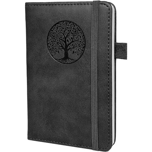 Small Pocket Notebook,Leather Journal () Mini Black