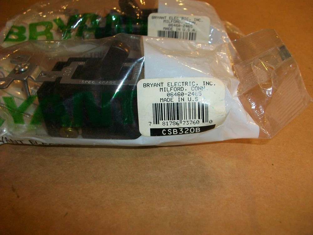 2pc Bryant 20amp Toggle Switch CSB320B NEW