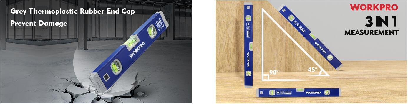 WORKPRO 3PC Spirit Level Set 12" 20" 40" Level Magnetic Torpedo Level Heavy Duty